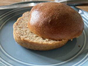 beautifully sliced hamburger bun